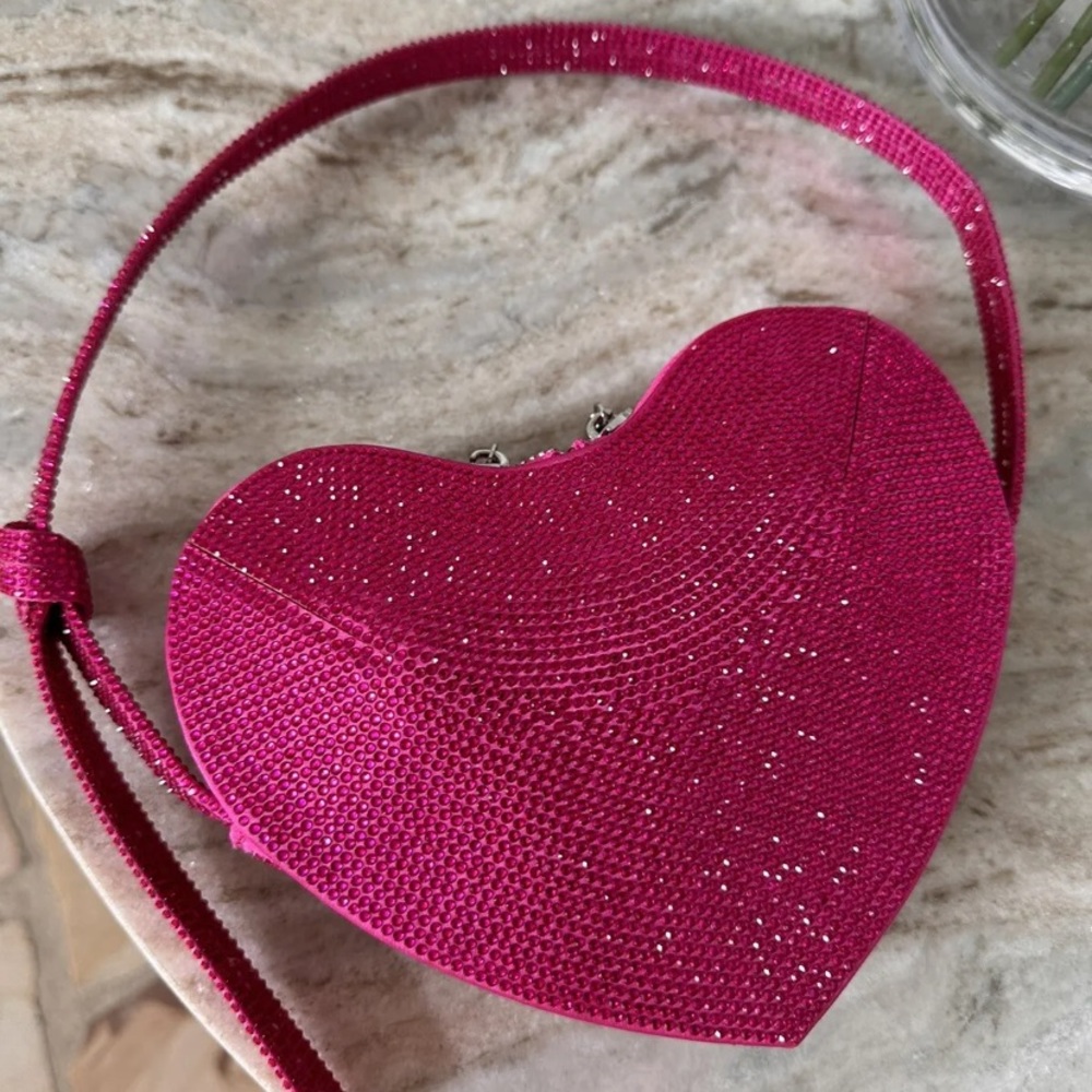 ZARA NEW WOMAN RHINESTONE HEART SHOULDER BAG FUCHSIA ALL SIZES REF: 6174/110